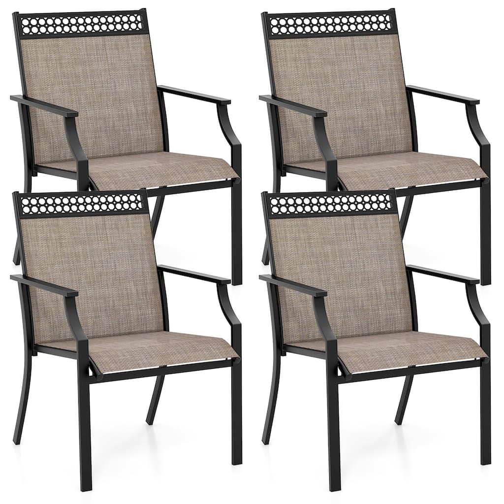 Gymax Patio Dining Chairs Set of 4 All Weather Outdoor Chairs w/ High