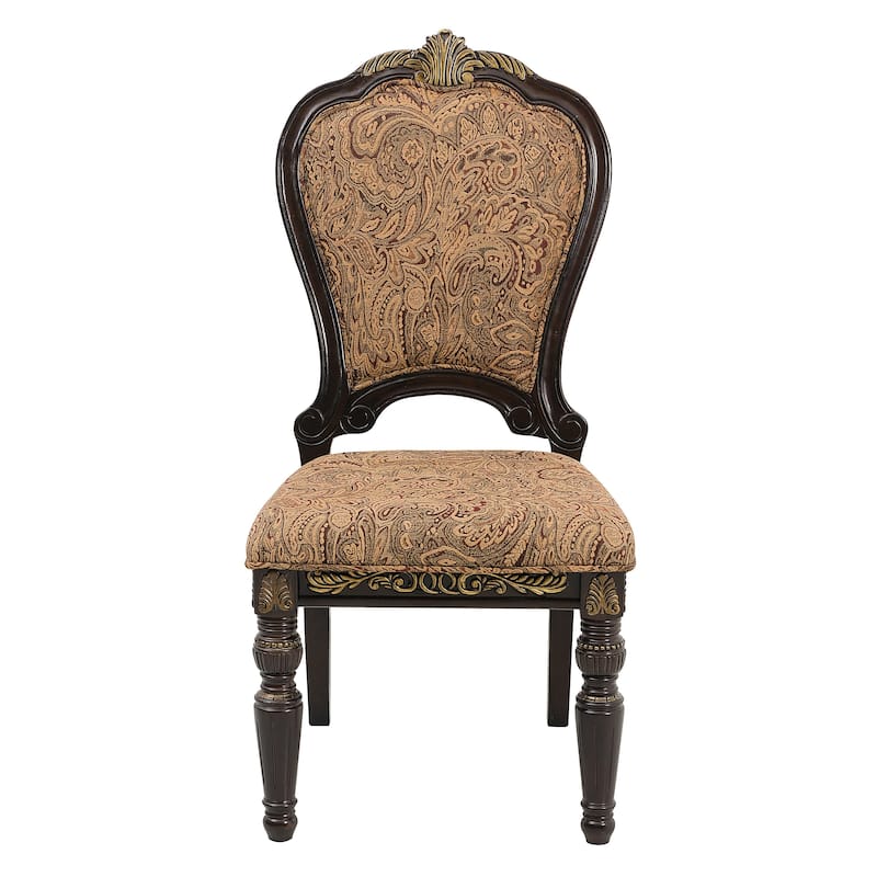 Formal Traditional Dining Set Extendable Table Chairs Cherry Finish with Gold Tipping