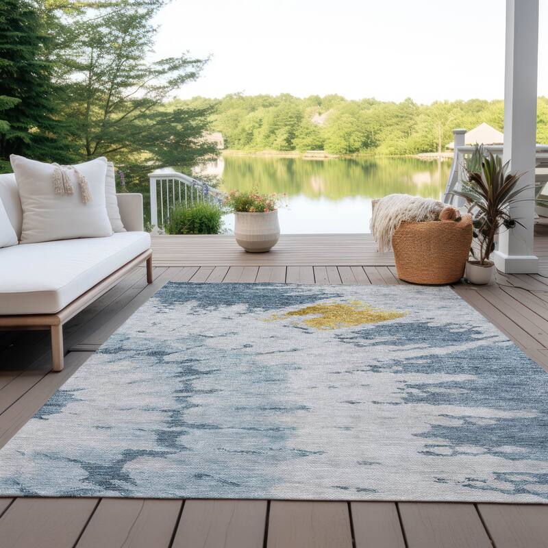 Machine Washable Indoor/ Outdoor Chantille Tie Dye Modern Rug