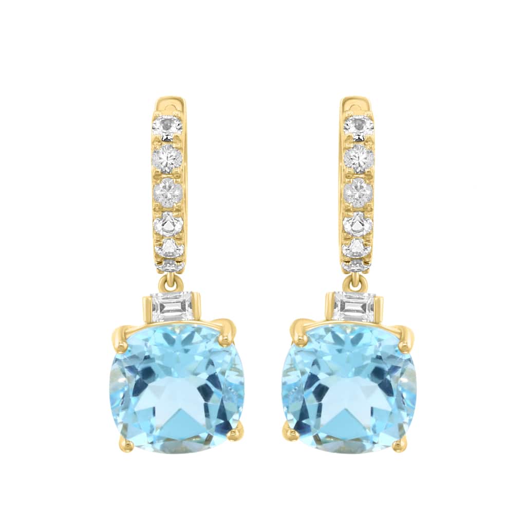 EFFY 14K Yellow Gold ,Sky Blue Topaz,White Sapphire Earrings