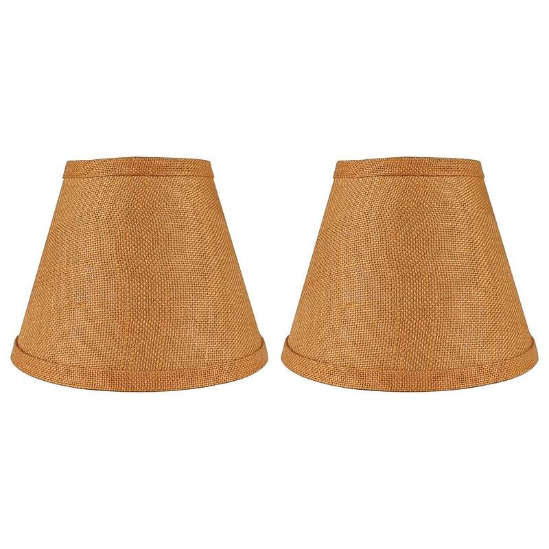 Hardback Faux Silk Conical Lamp Shade, 5 inch Top, 9 inch Bottom, 7 inch Slant - Set of 2 - Tangerine Burlap