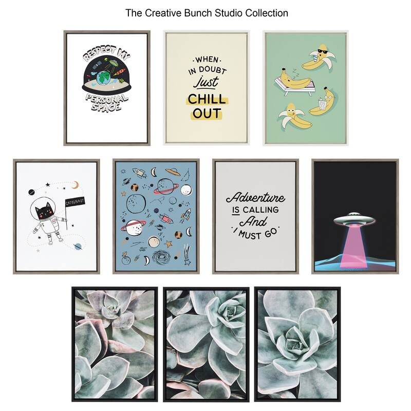 Kate and Laurel Sylvie Vintage Flowers Be Kind Framed Canvas by The Creative Bunch Studio