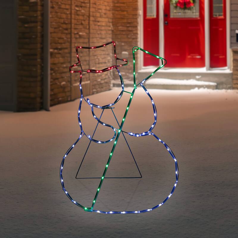28" Lighted Standing Snowman Silhouette Outdoor Christmas Decoration