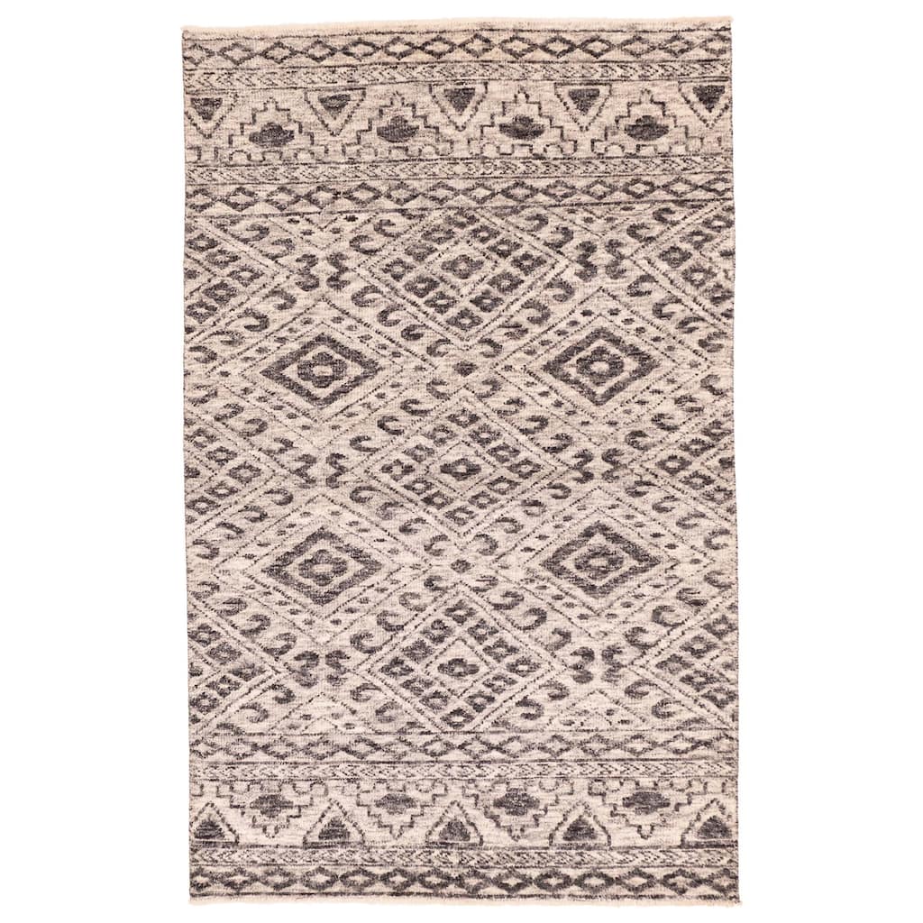 ECARPETGALLERY Hand-knotted Tangier Light Grey Wool Rug - 4'11 x 7'9