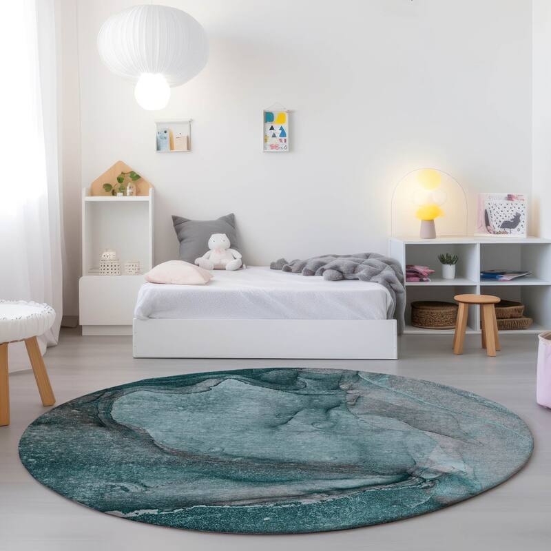 Laro Unique Abstract Weather Resistant Versatile Elegance Round Outdoor Rug - 8' Round