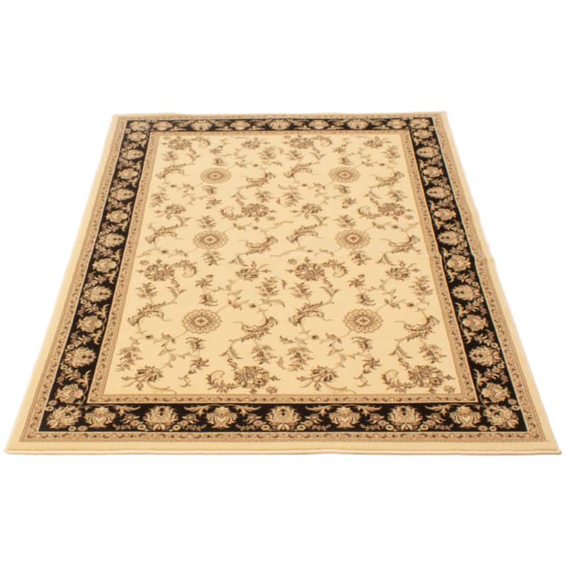 ECARPETGALLERY Machine Woven Lotus Mod Cream Polypropylene Rug - 5'3 x 7'6