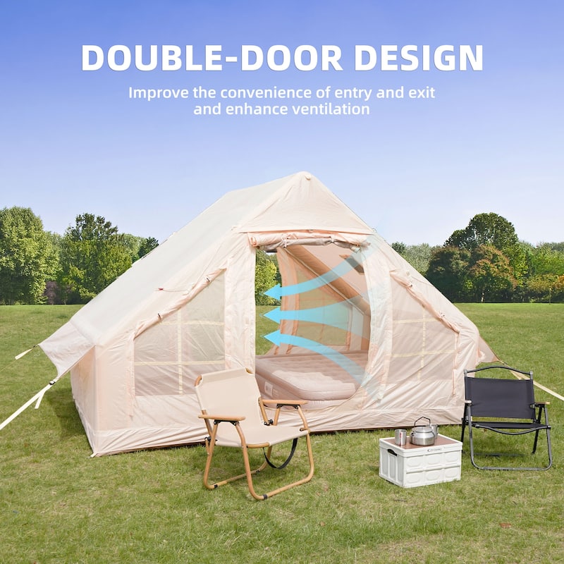 Inflatable Camping Tents with Hand Pump, Air Glamping Tents, Easy Setup Waterproof and Windproof Blow up Tent