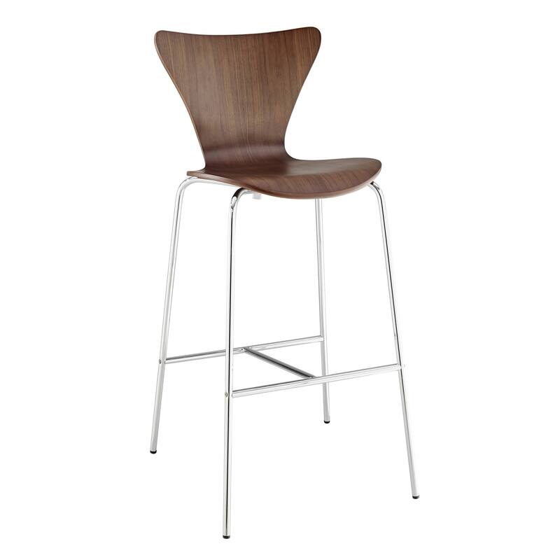 HomeRoots 30" Brown And Silver Metallic Stainless Steel Bar Chair