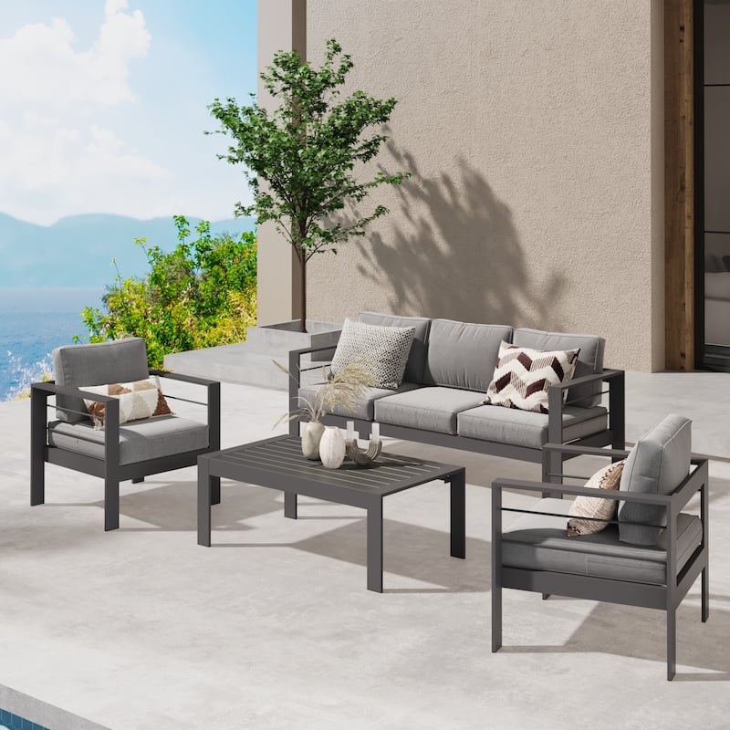Royalcraft 4 Piece Aluminum Outdoor Patio Furniture Set - Grey