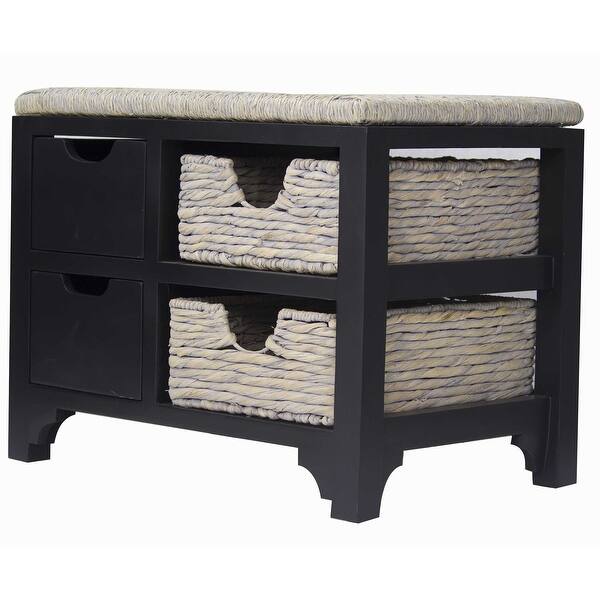 Shop Top Storage Bench W 2 Drawers And 2 Hyacinth Storage Baskets