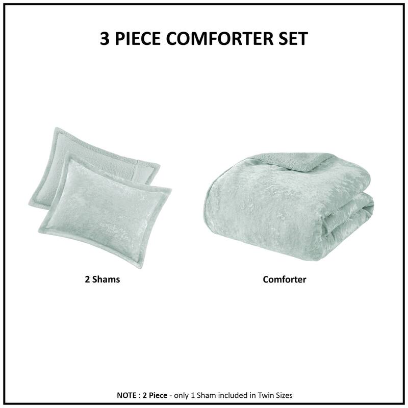 GDF Studio - Arya Crushed Velvet Sherpa Reversible Comforter Set