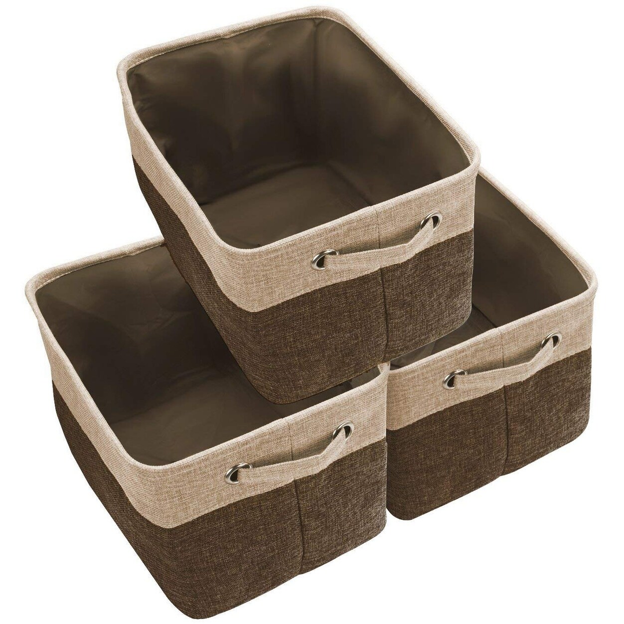 Twill Storage Basket Set - 3 Pack, Black - Overstock - 25451576