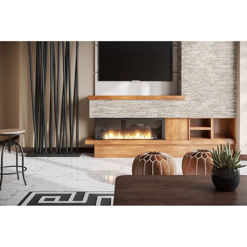 Slender Strip 3 in. x 12 in. Panel and 3 in. x 12 in. Corner Marble Wall Tile