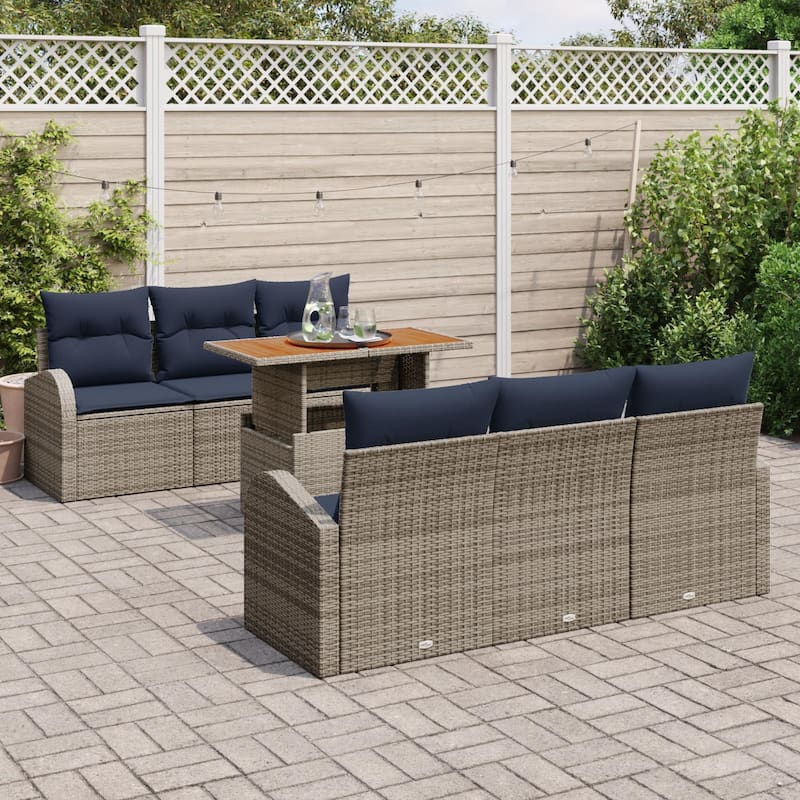vidaXL 7 Piece Garden Sofa Set with Cushions - 70.5×24.4×27.2