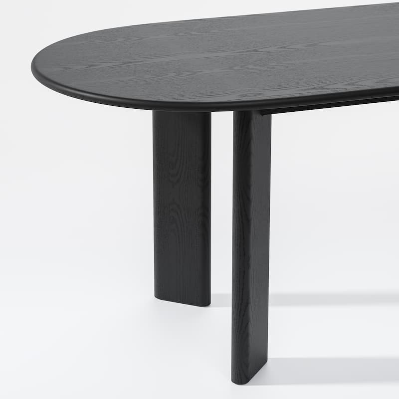 Solid Wood Farmhouse Dining Table Oval Wood Top for Modern Dining Rooms & Family Gatherings