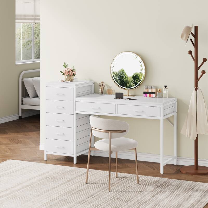 Modern Makeup Vanity Desk Dressing Table with Reversible Drawers (Without Mirror)