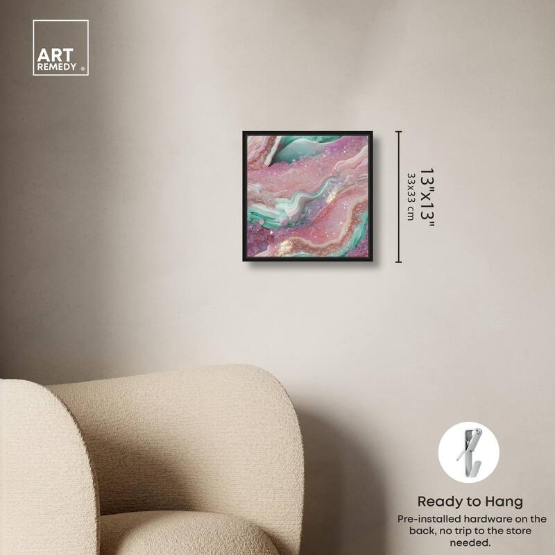 Pink and Mint Crystal III Canvas by Art Remedy