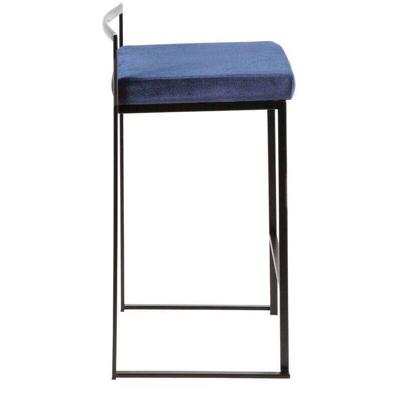 Porch & Den Forrest Contemporary Black Stackable Fully Welded Counter Stool (Set of 2)