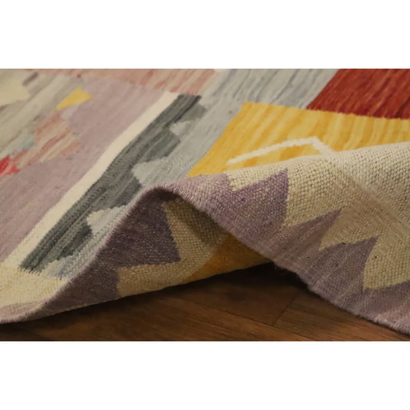 Hand Woven Oriental 100% Wool Carpet Southwestern Tribal Multi-Colored Kilim Area Rug - 6' 2'' X 4' 0''