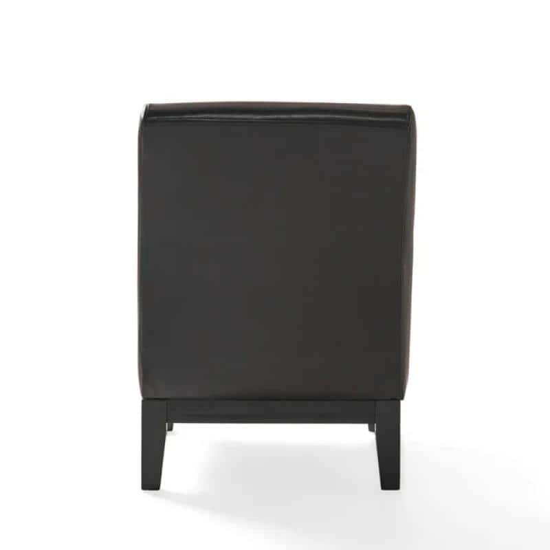 Roomfitters Modern Armless Lounge Chair with Faux Leather Upholstery, Brown
