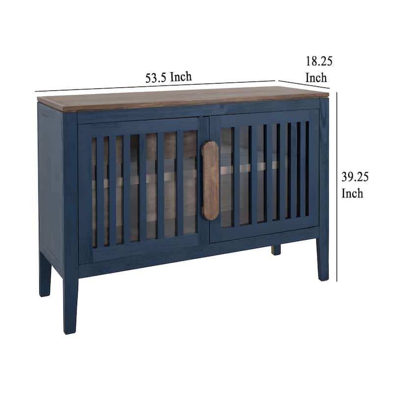 Maltie Sideboard Console Cabinet, 2 Doors, Indigo Blue Wood, 54 Inch