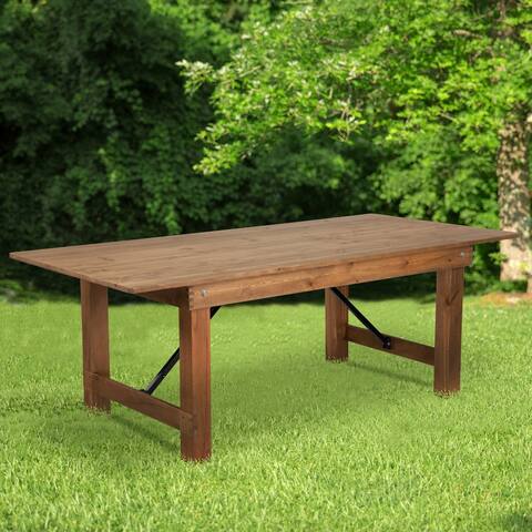 7' x 40" Rectangular Antique Rustic Solid Pine Folding Farm Table