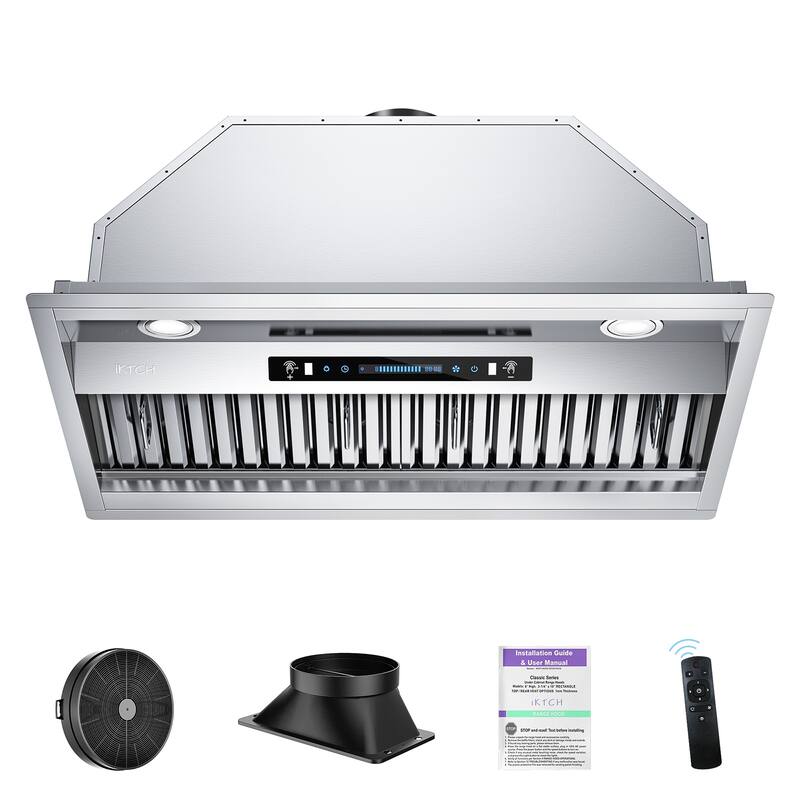 IKTCH 30/36/42 Inch Builtin/Insert Range Hood 900 CFM with Gesture Sensing and Remote Control