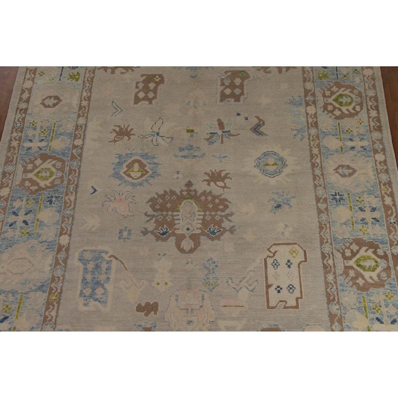 Hand Knotted Oriental 100% Wool Carpet Transitional All-Over Beige & Ivories Oushak Area Rug - 10' 6'' X 8' 4''
