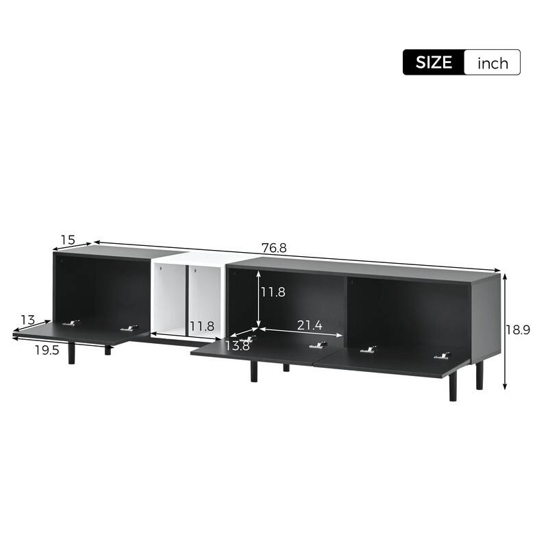 Modern TV Stand for 80'' TV with 3 Doors, Media Console Table, Entertainment Center with Large Storage Cabinet