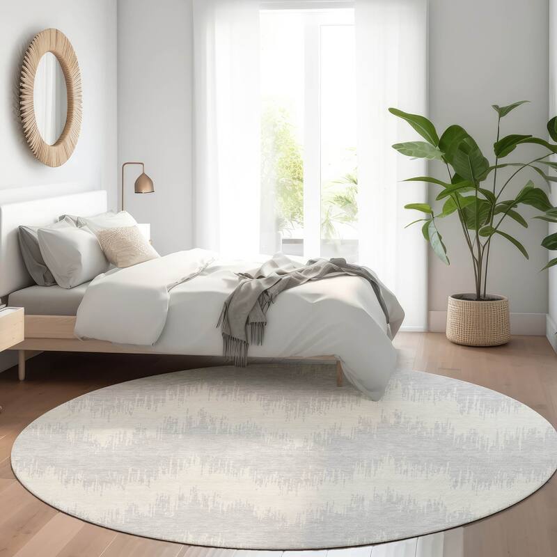 Premium Washable Super Soft Farmhouse Chevron Mayfield Rug - Silver - 8' x 8'