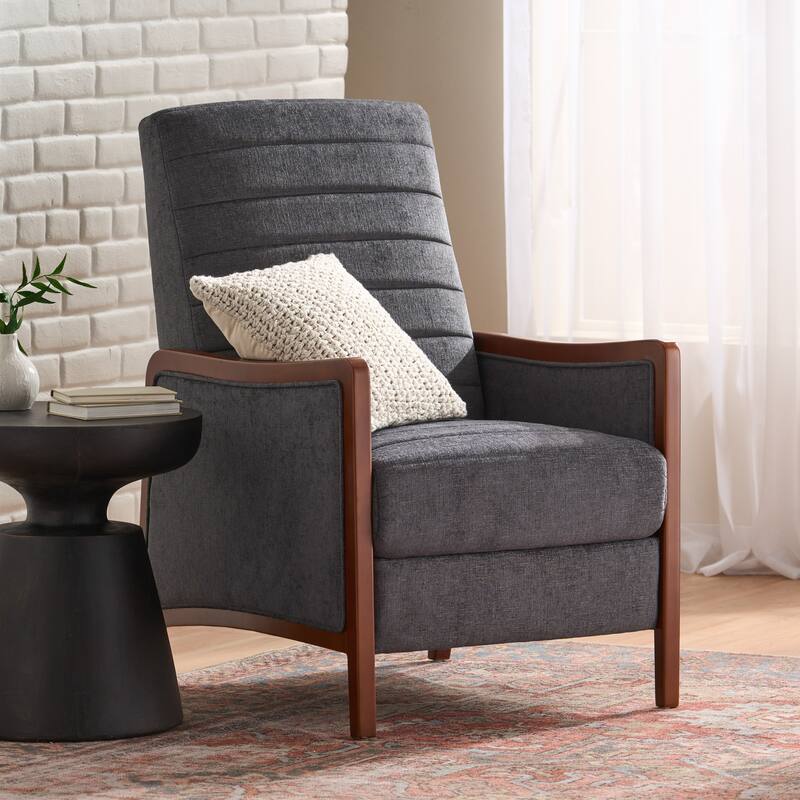 Birch Wood Push‑Back Recliner Chair with Channel Stitching