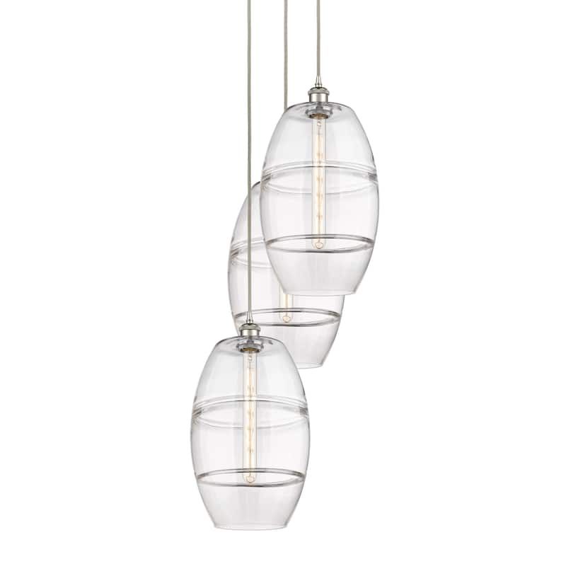 Innovations Lighting 113B-3P-56-17 Vaz Pendant Vaz 3 Light 17" Wide - Polished Nickel / Clear