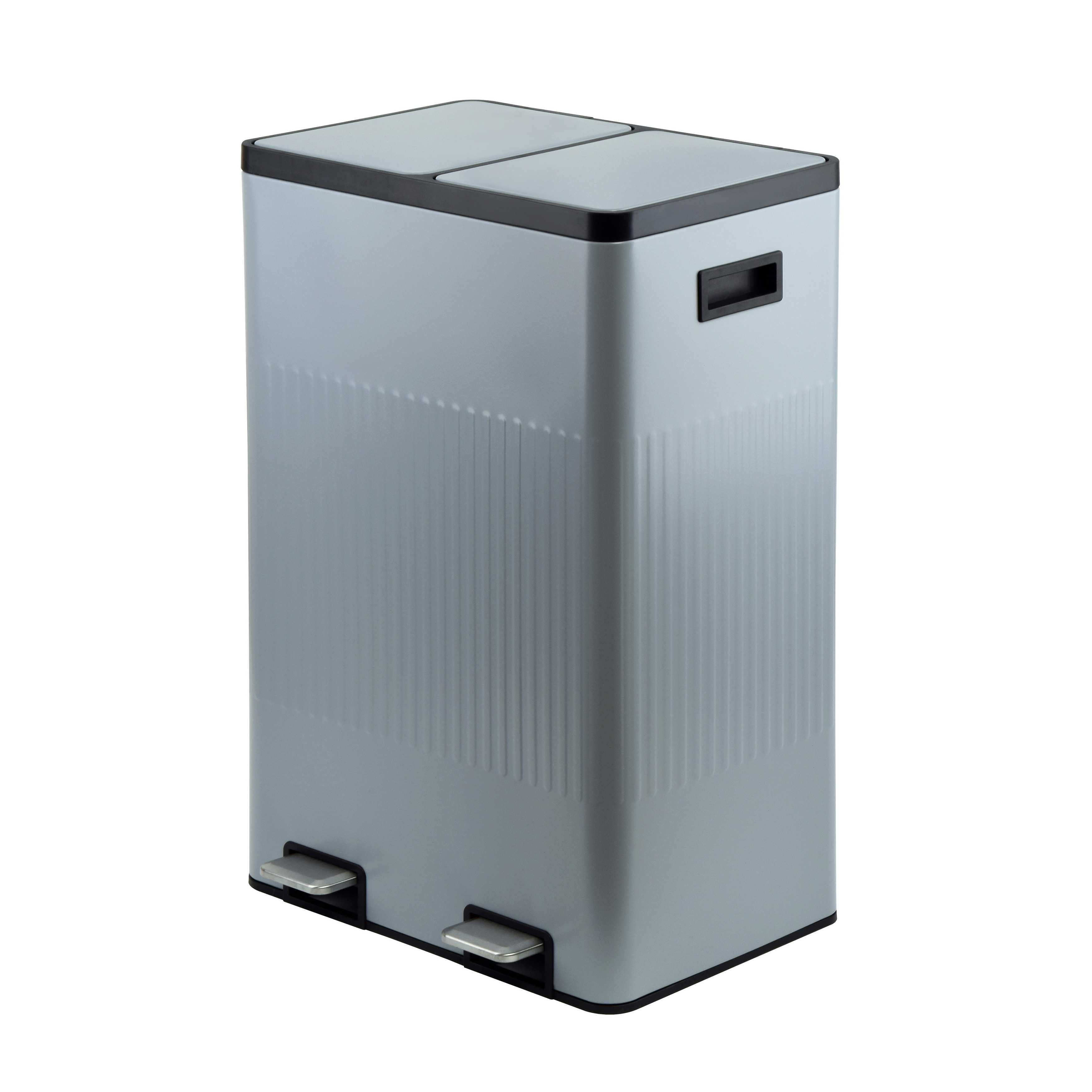 Gray Metal 2 compartments garbage and recycling bins 60L