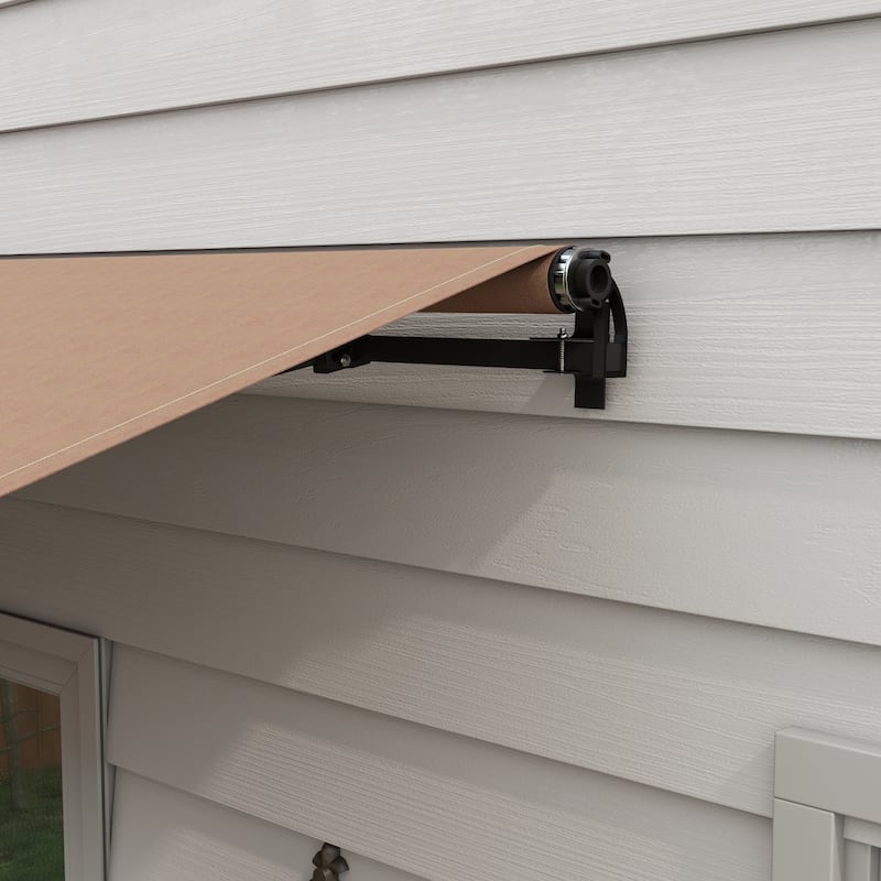 Outsunny 12' x 10' Retractable Awning, Patio Awning Sunshade Shelter with Manual Crank Handle, 280gsm UV Resistant Fabric