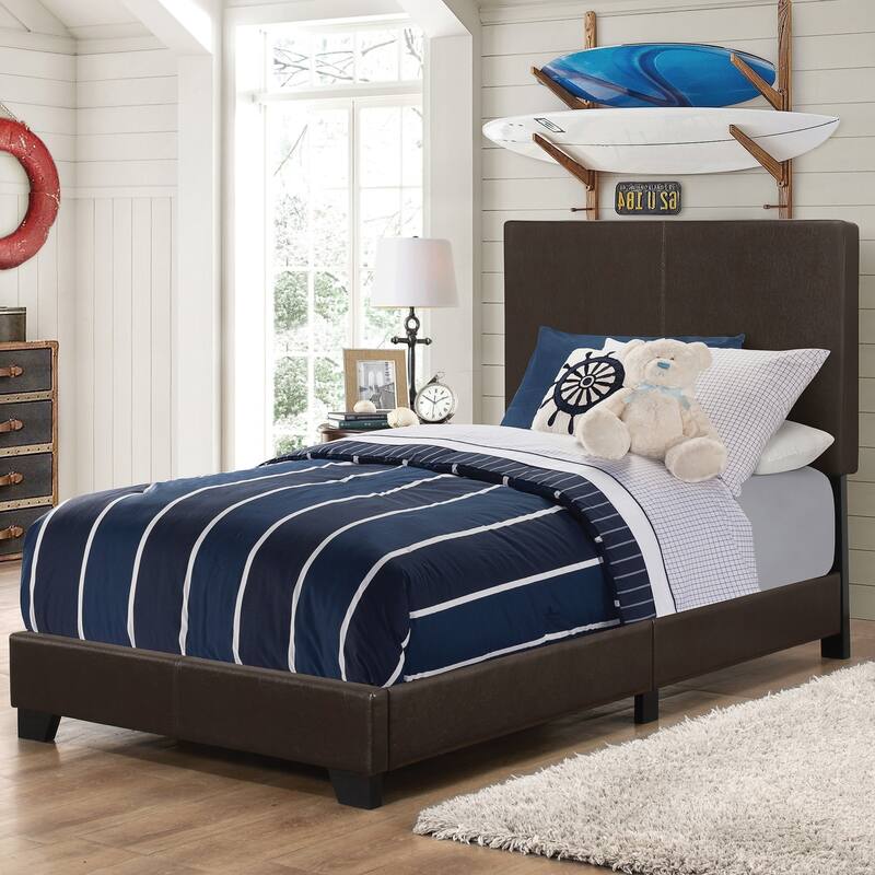 Modern Design Brown Leatherette Upholstered Bed