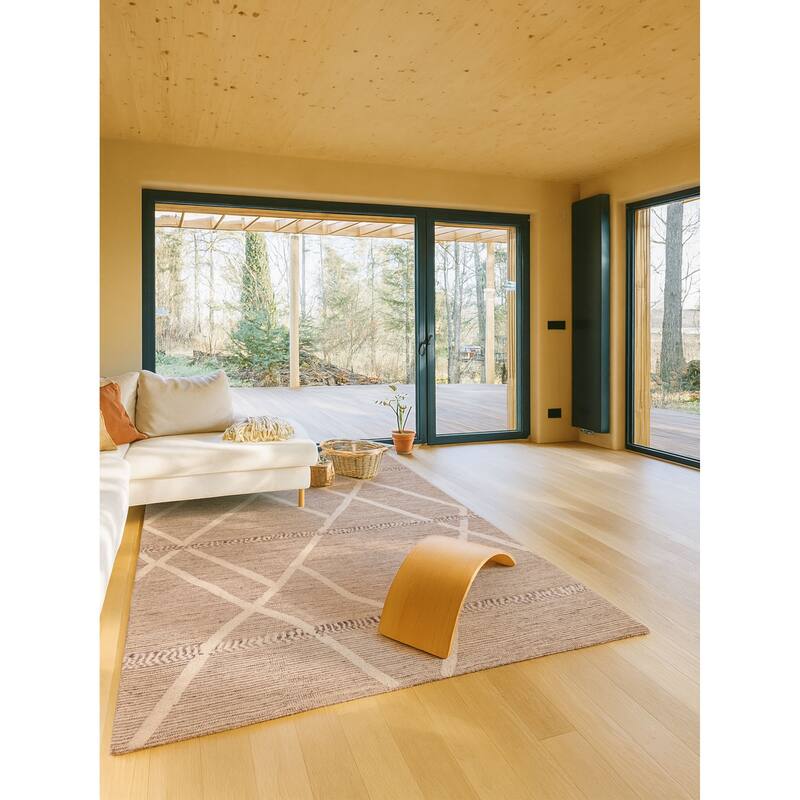 ECARPETGALLERY Hand-knotted Looma Taupe Wool Rug - 7'8 x 10'1