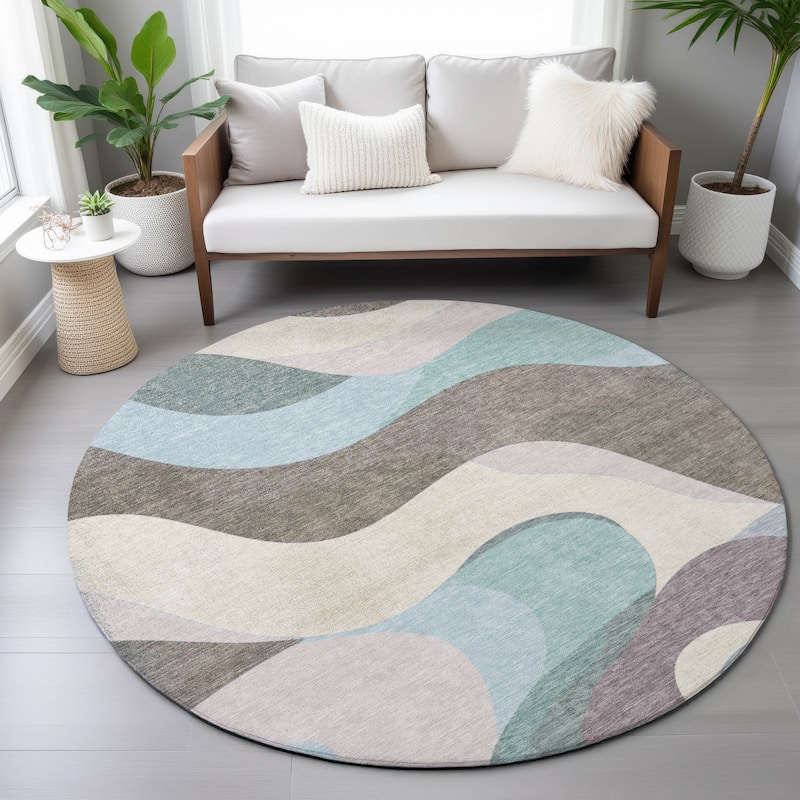 Machine Washable Indoor/Outdoor Casual Contemporary Chantille Rug