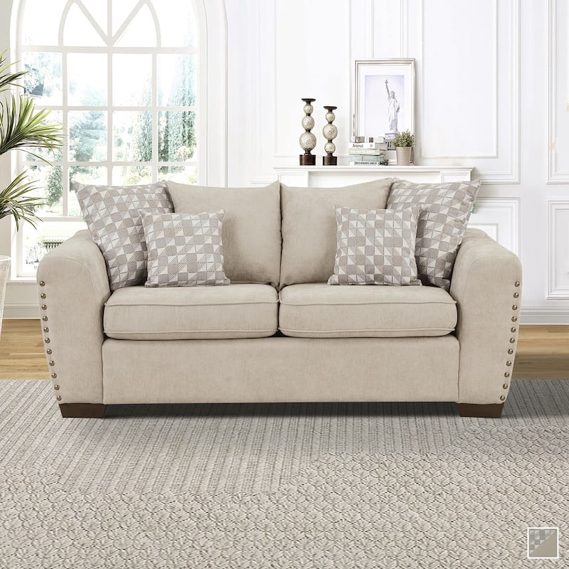 Fremont & Park Ezra 70" Chenille Living Room Loveseat with 6 Decor Pillows