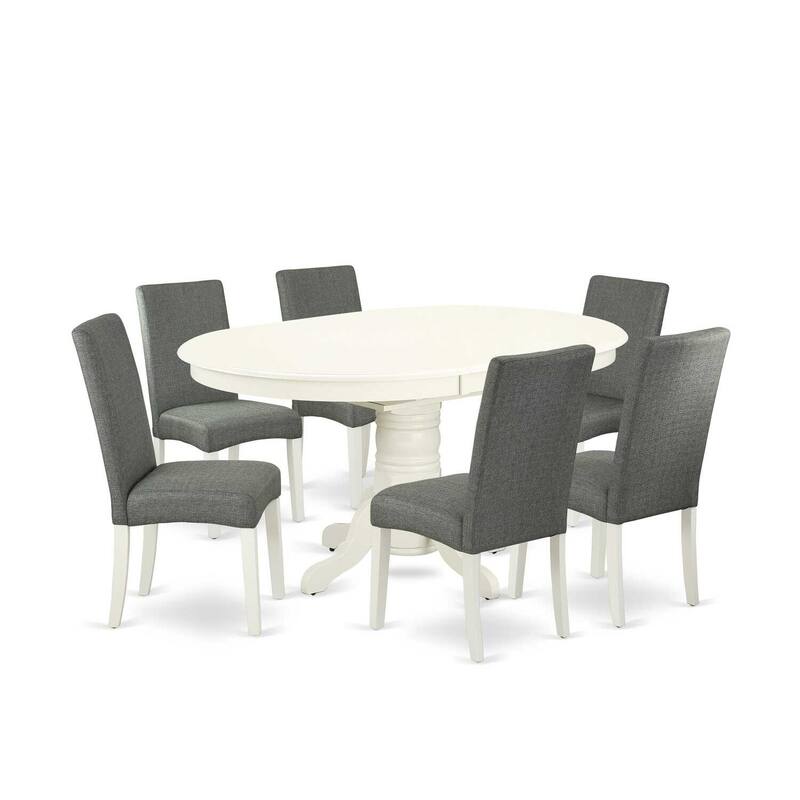 Dinette Set 7Pc Oval Table w/ Leaf & 6 Chairs - Cottage Style Kitchen Table Set