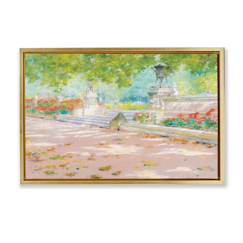 Stupell Summer Sunlight in Park Framed Floater Canvas Wall Art Design By LSR Design Studio - 31 x 21 - Gold