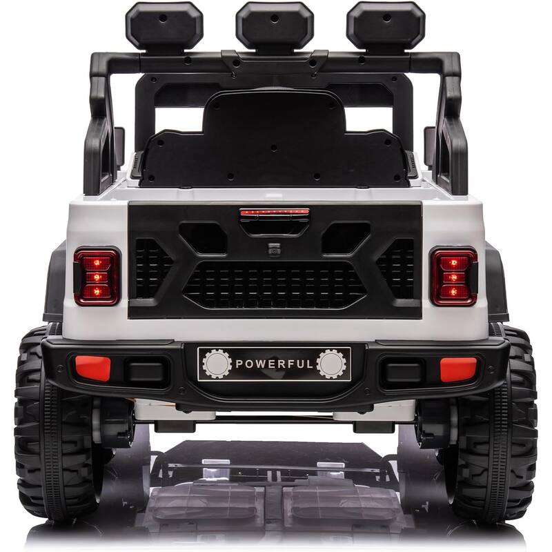 24V Electric Ride on Truck for Kids,Wide Seater Battery Powered Truck with Remote Control, Music,LED Cool Lighting,4WD