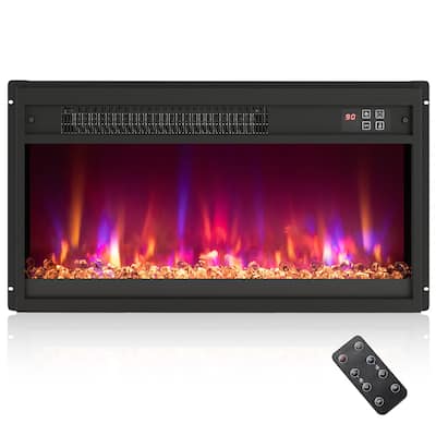 Gymax 23'' Electric Fireplace Insert Recessed 1500W Fireplace Heater