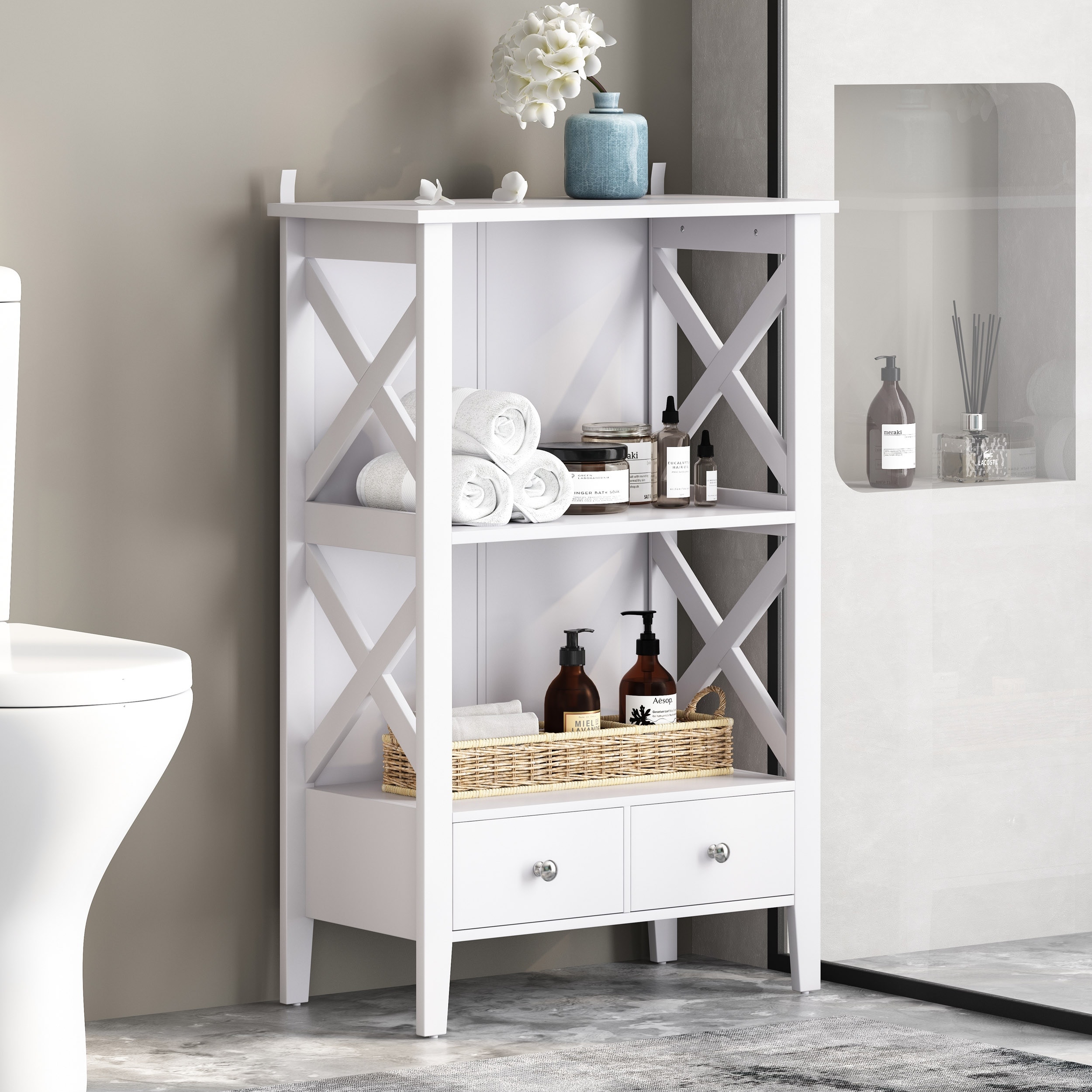 Floor shelf deals for bathroom