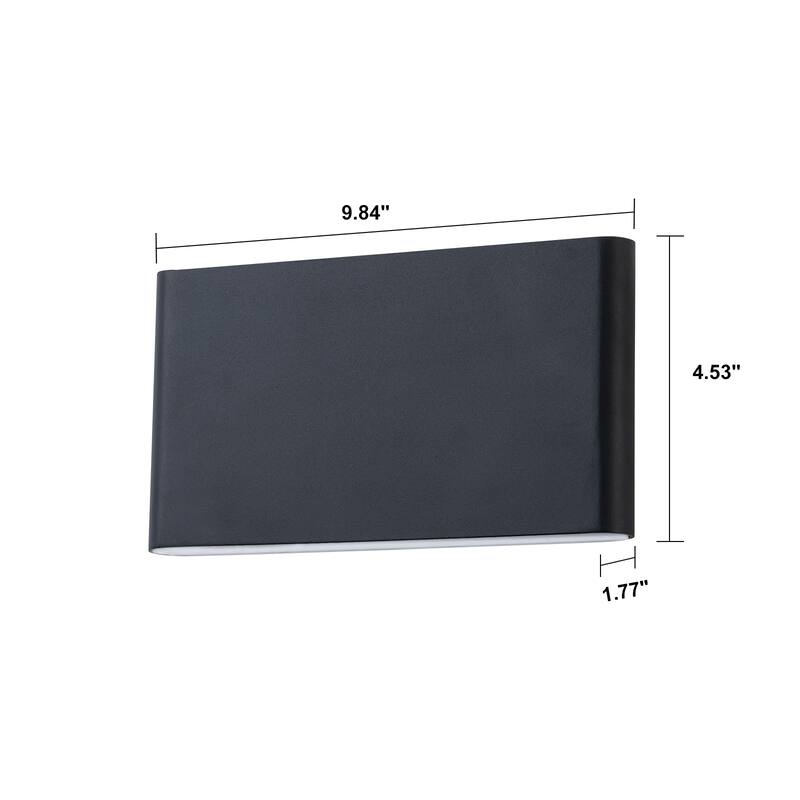 9.8"W Outdoor Rectangular Integrated LED Wall Sconce - 4.5-in H x 9.8-in W x 1.8-in D