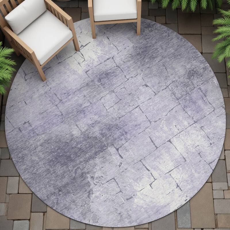 Machine Washable Indoor/Outdoor Vintage Bricks Chantille Rug - Lavender - 8' x 8'