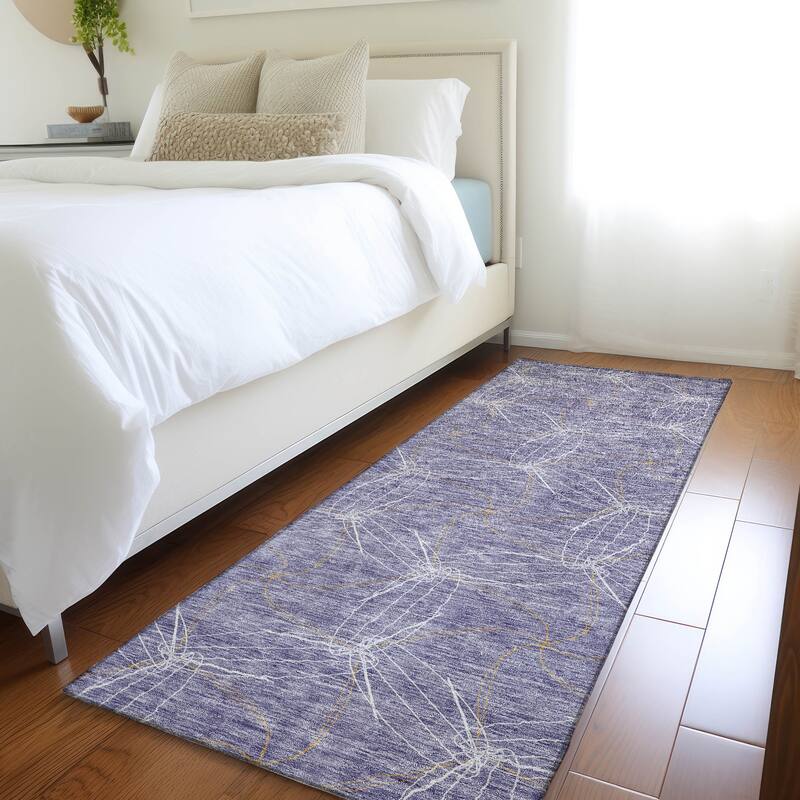 Premium Washable Super Soft Modern Symphony Mayfield Rug - Purple - 2'3" x 7'6"