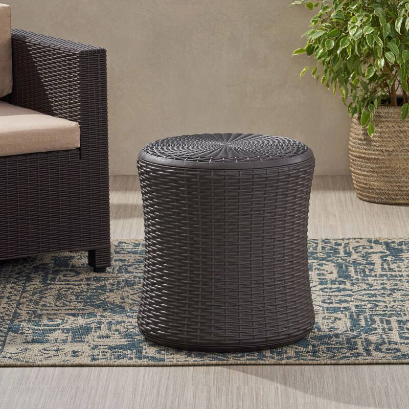 Simone Wicker Storage Side Table by GDFStudio - 19"W x 19"D x 21"H