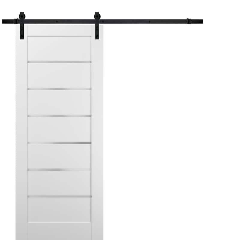 Sliding Barn Door Hardware / Quadro 4117 White Silk Frosted Opaque Glass