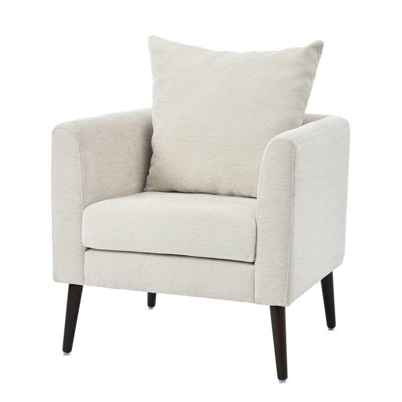 Modern 26.77" Upholstered Arm Chair with Solid Wood Legs and Waist Pillow