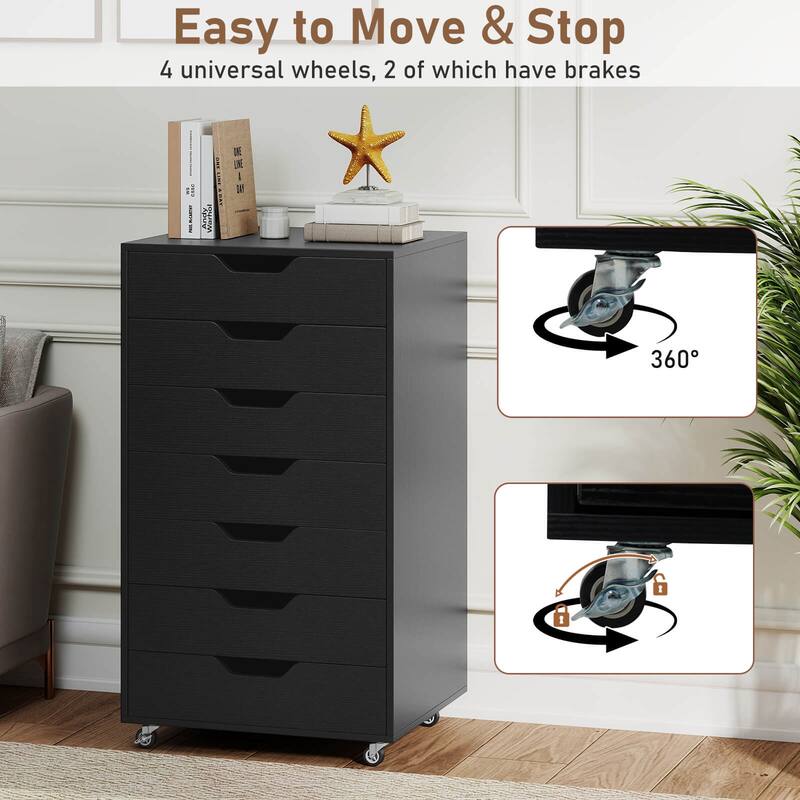 Costway 7-Drawer Chest Mobile File Cabinet Vertical Filing Organizer - See Details